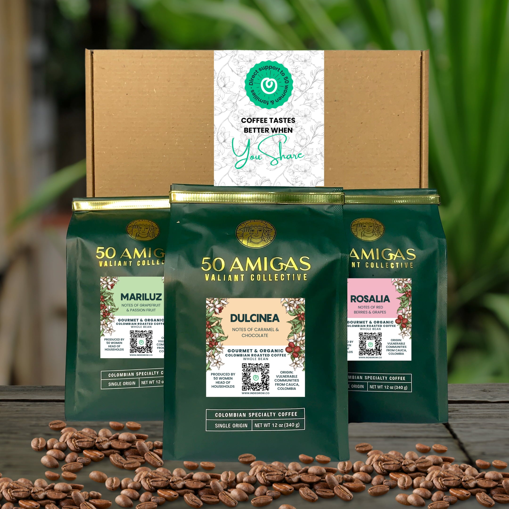 50 Amigas Coffee Colombian | Arabica | Gourmet | Direct Trade | Pack of 3  | 36 oz.